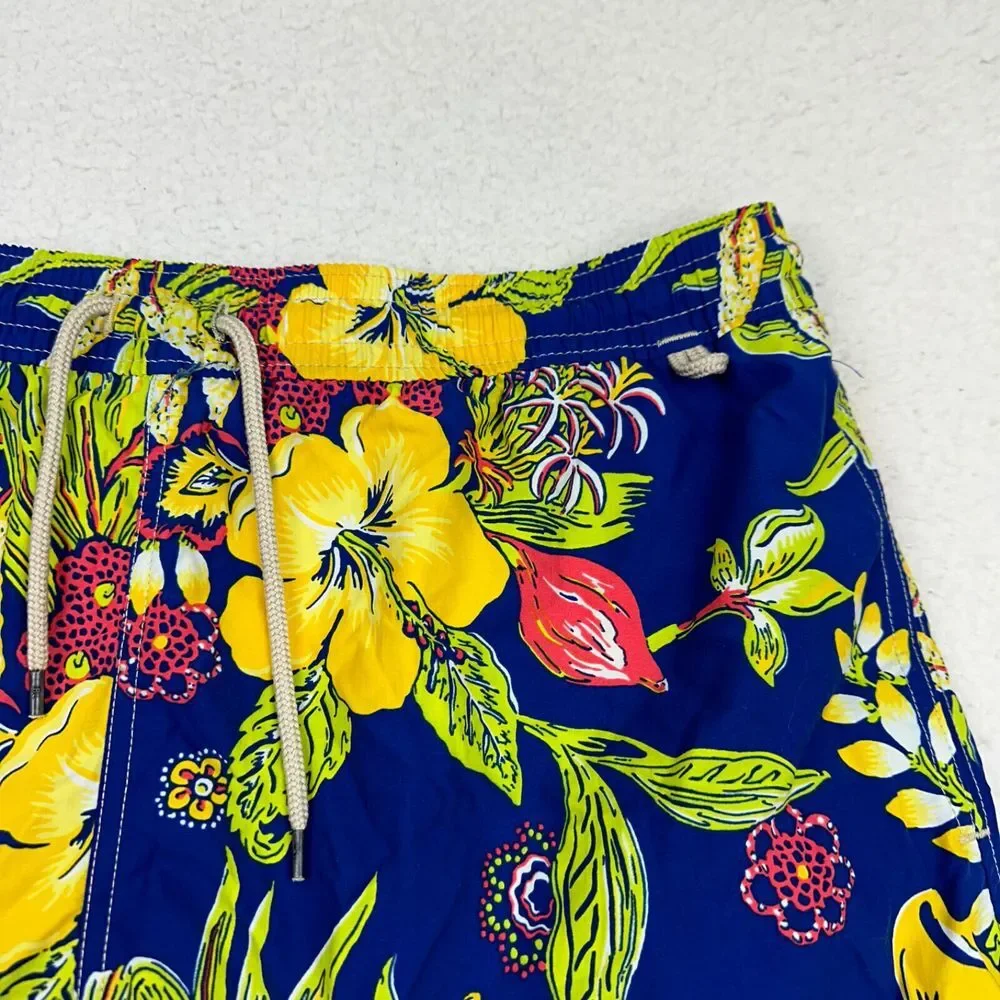 Polo Ralph Lauren Swim Trunks Men's 2XB Lined Blue Hawaiian Hibiscus Floral 6.5